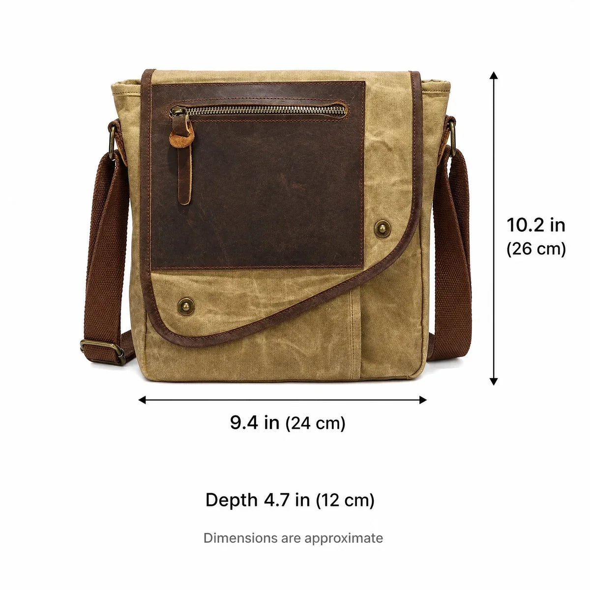Waxed Canvas Vertical Messenger Bag for Men