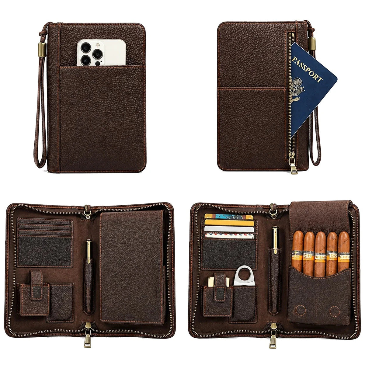 Men’s Cigar Travel Case - 5-Cigar Organizer with Phone Pocket
