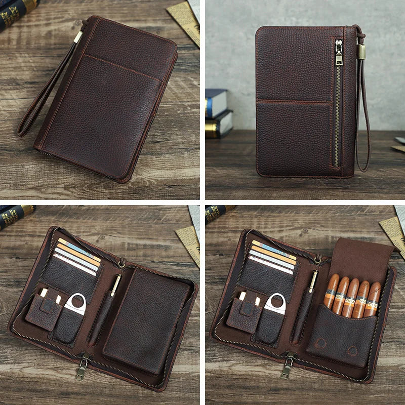 Men’s Cigar Travel Case - 5-Cigar Organizer with Phone Pocket