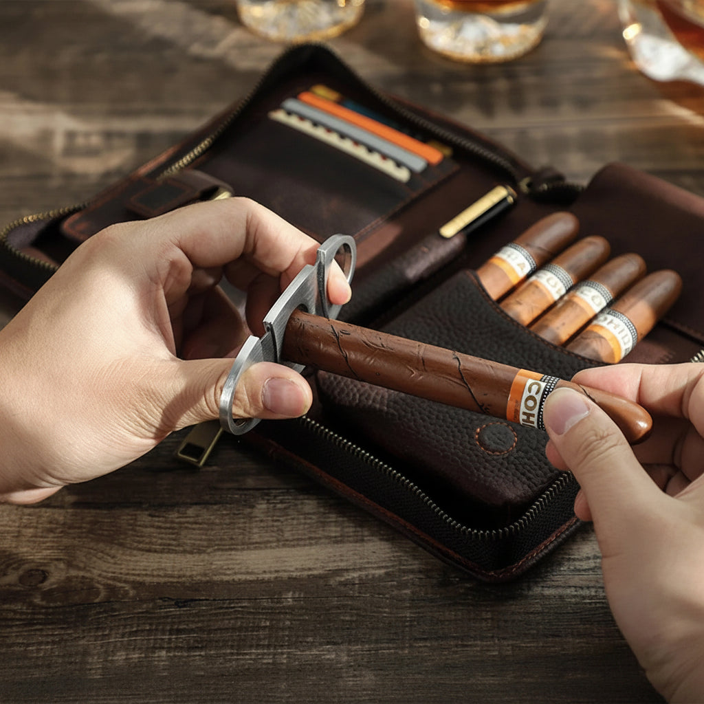Men’s Cigar Travel Case - 5-Cigar Organizer with Phone Pocket