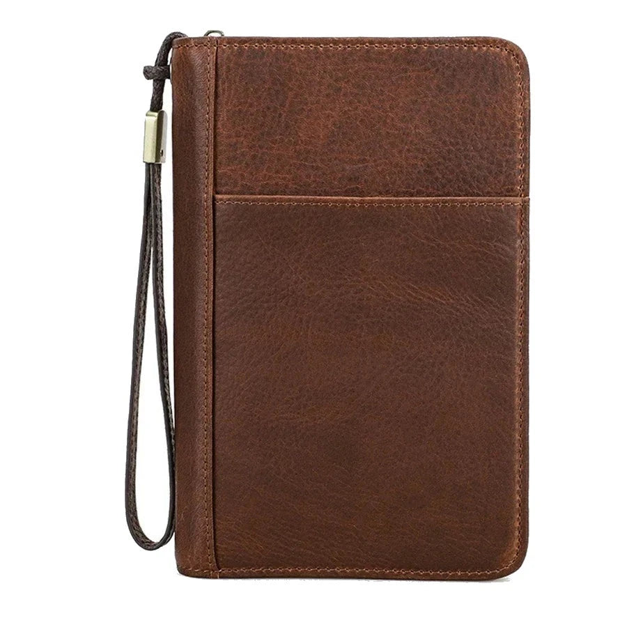 Men’s Cigar Travel Case - 5-Cigar Organizer with Phone Pocket - Cognac