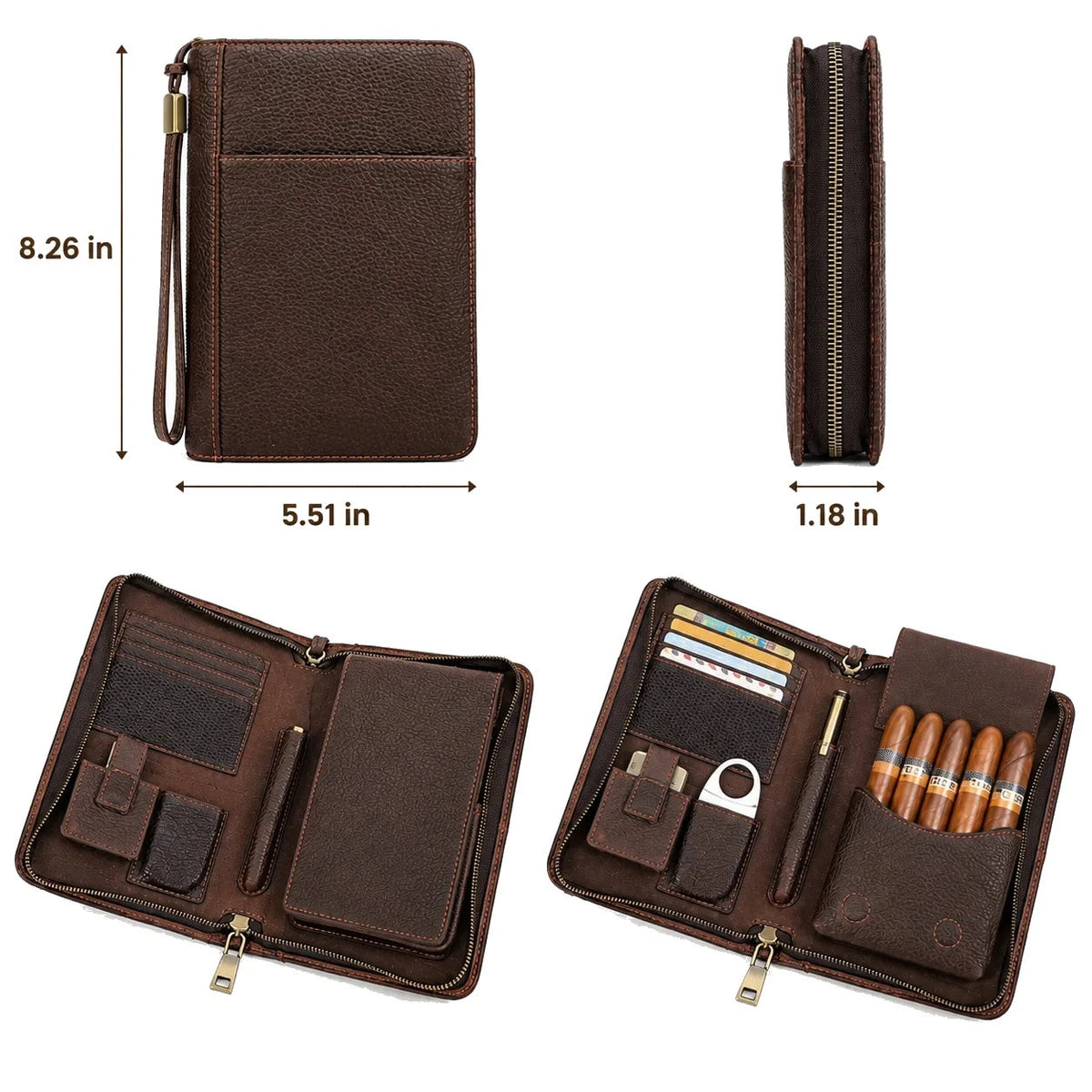 Men’s Cigar Travel Case - 5-Cigar Organizer with Phone Pocket