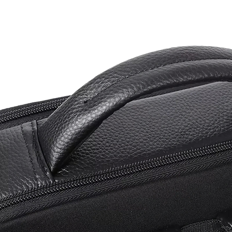 Black Leather Laptop Backpack – 15.6 Inch Business Work Backpack