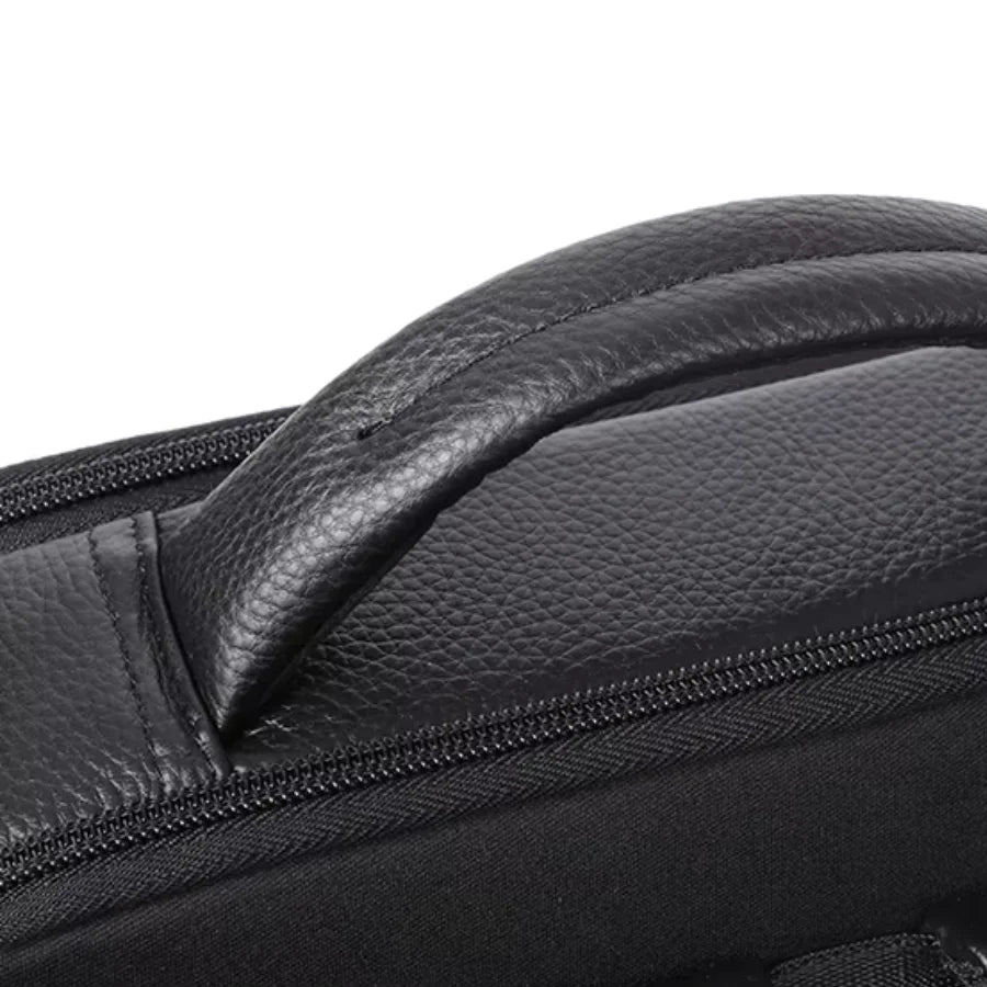 Black Leather Laptop Backpack – 15.6 Inch Business Work Backpack