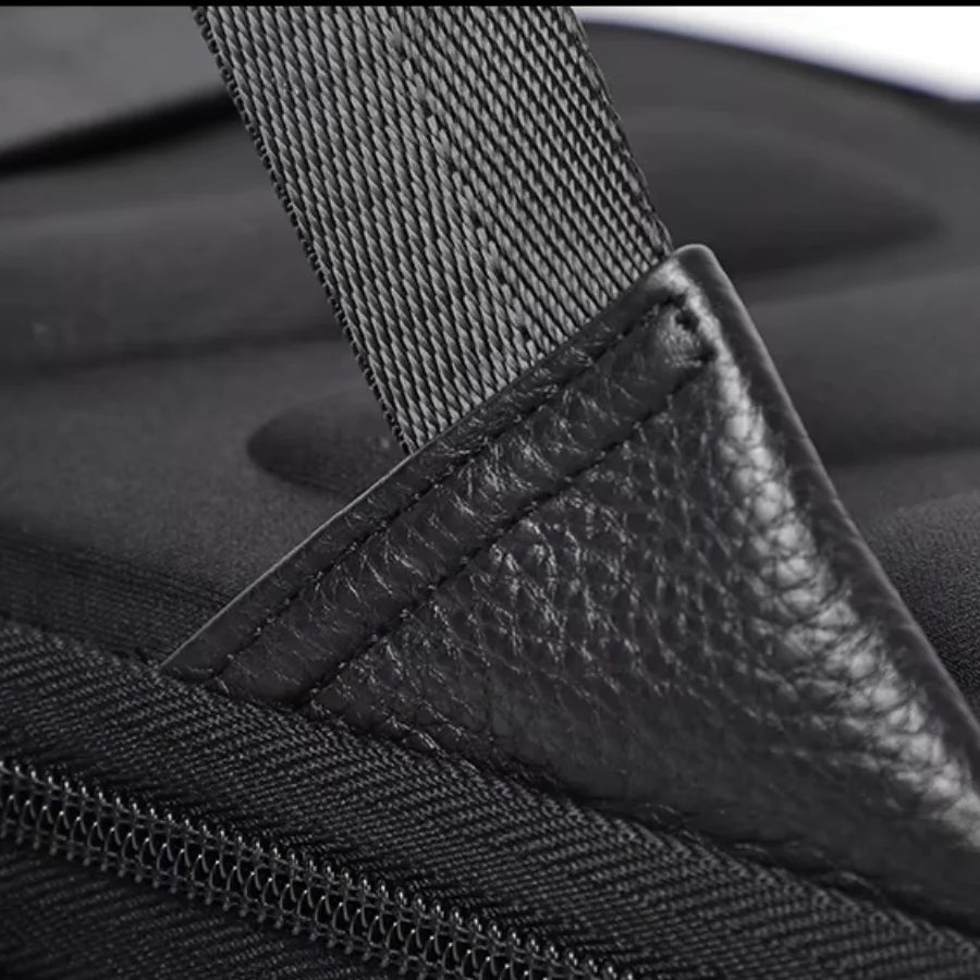 Black Leather Laptop Backpack – 15.6 Inch Business Work Backpack