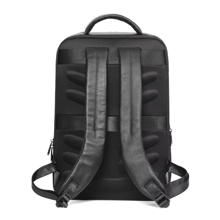 Black Leather Laptop Backpack – 15.6 Inch Business Work Backpack