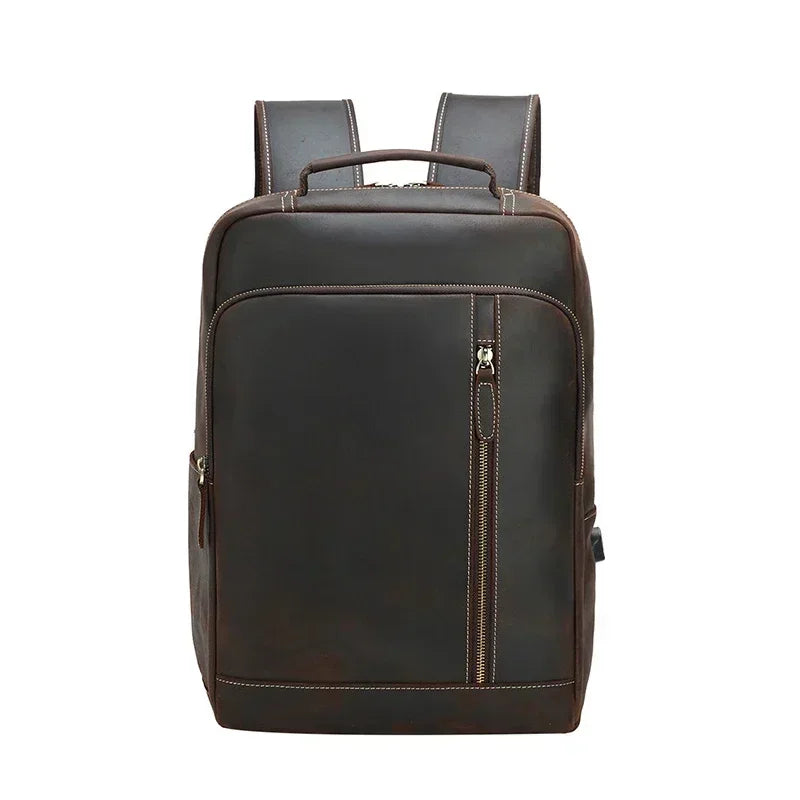 Brown Leather Backpack – Slim Backpack with Luggage Sleeve