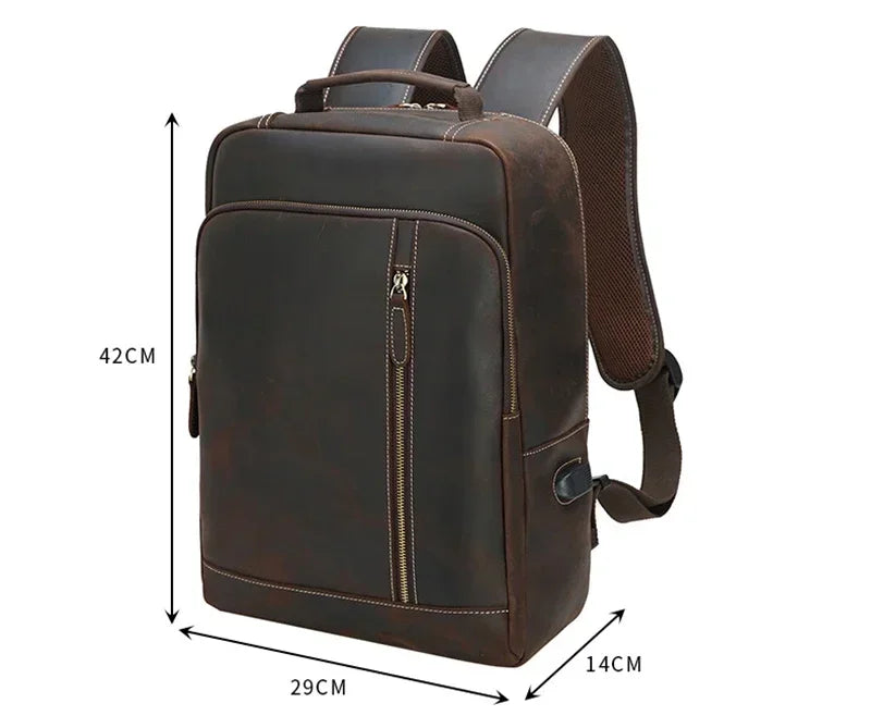 Brown Leather Backpack – Slim Backpack with Luggage Sleeve
