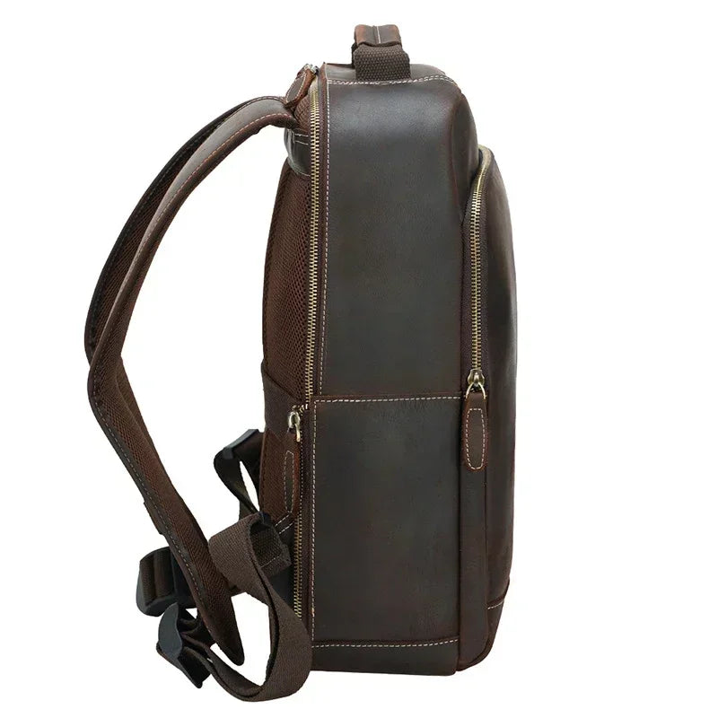 Brown Leather Backpack – Slim Backpack with Luggage Sleeve
