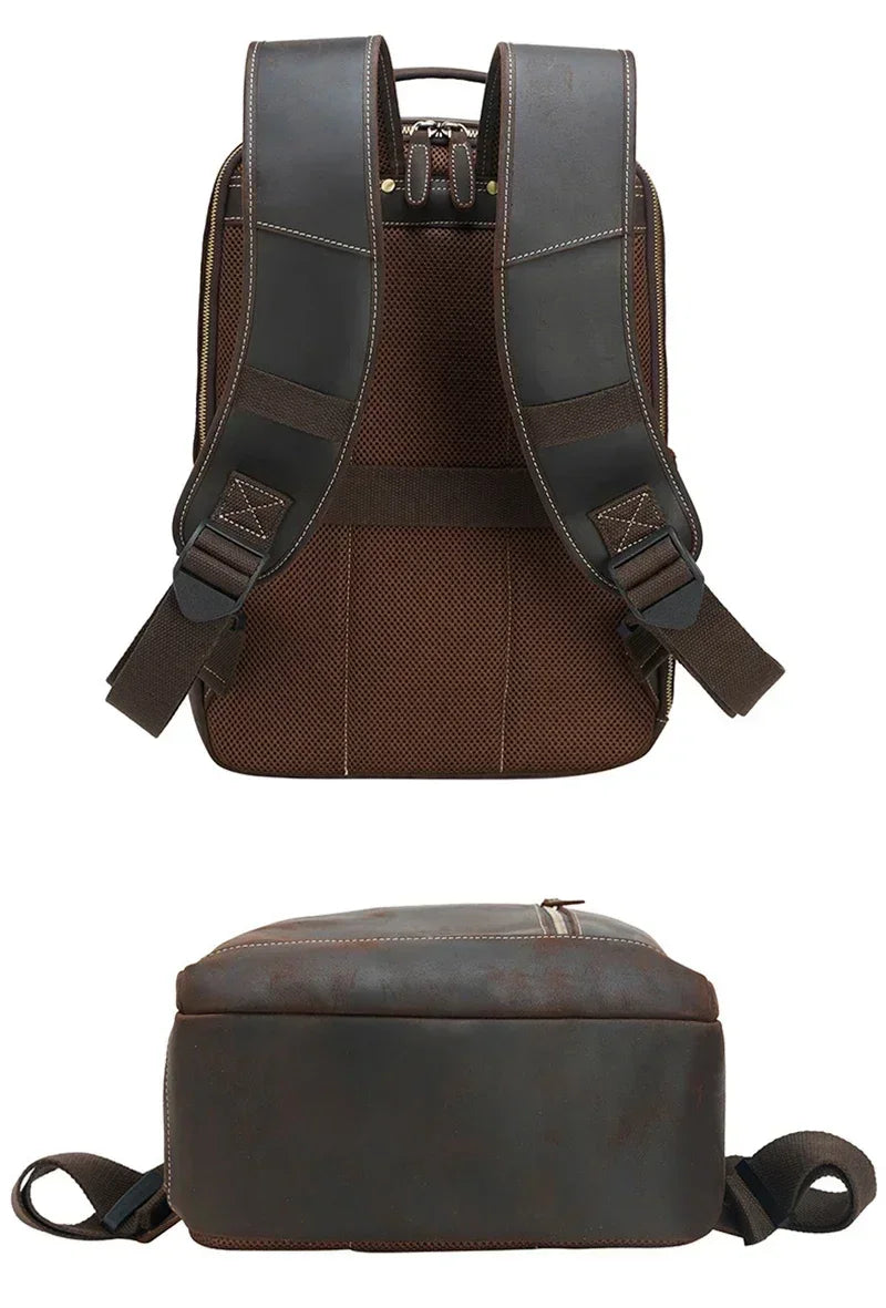 Brown Leather Backpack – Slim Backpack with Luggage Sleeve