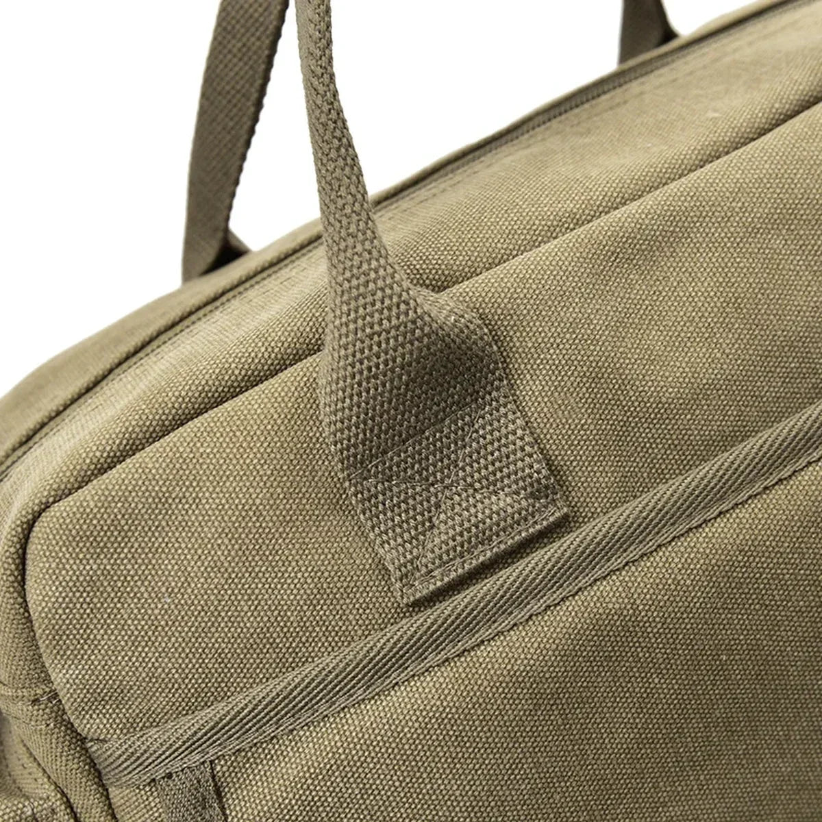 Men’s Canvas Briefcase Bag with Side Zip Pockets for Work and Commute