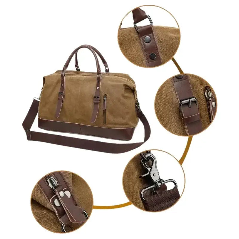 Men’s Canvas Duffle Bag – Multi-Pocket Weekend Travel Bag
