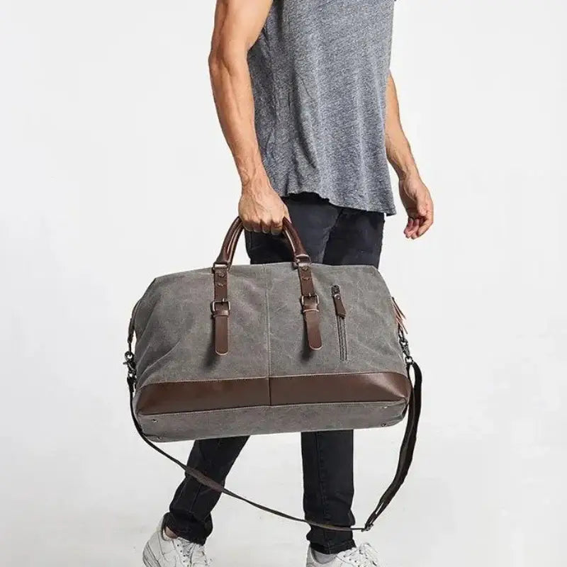 Men’s Canvas Duffle Bag – Multi-Pocket Weekend Travel Bag