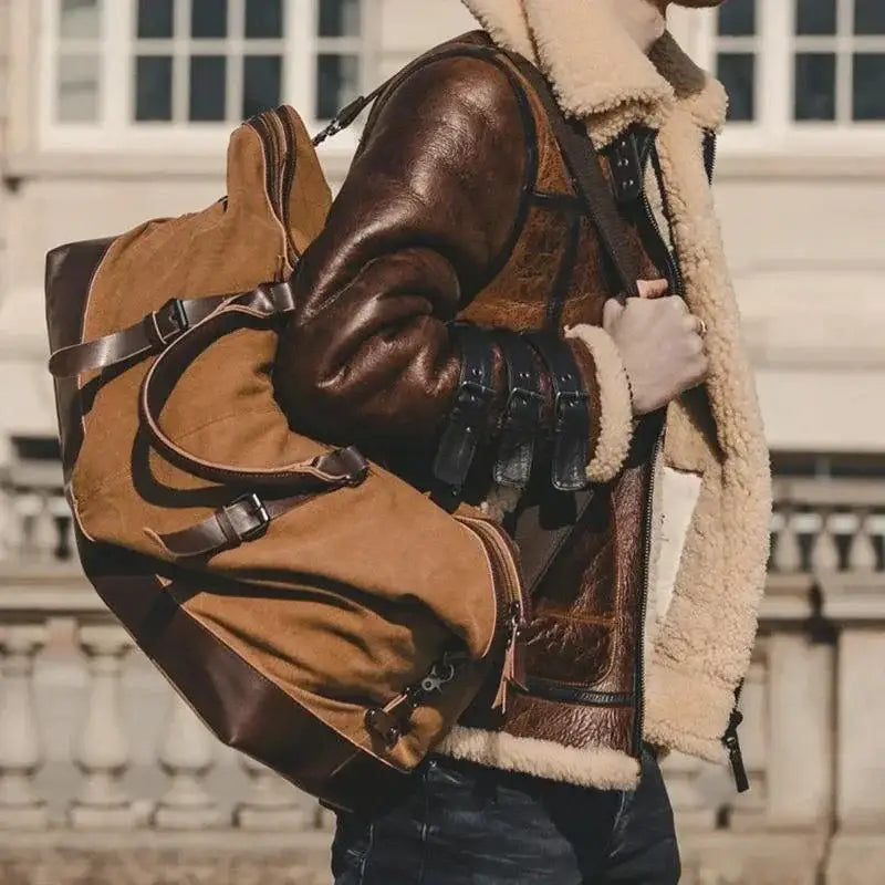 Men’s Canvas Duffle Bag – Multi-Pocket Weekend Travel Bag