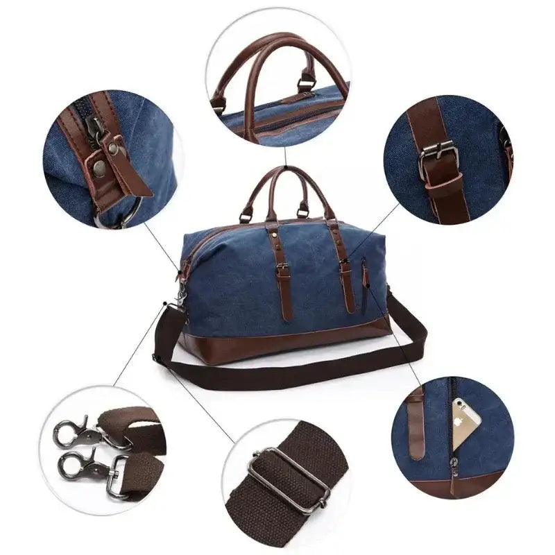 Men’s Canvas Duffle Bag – Multi-Pocket Weekend Travel Bag