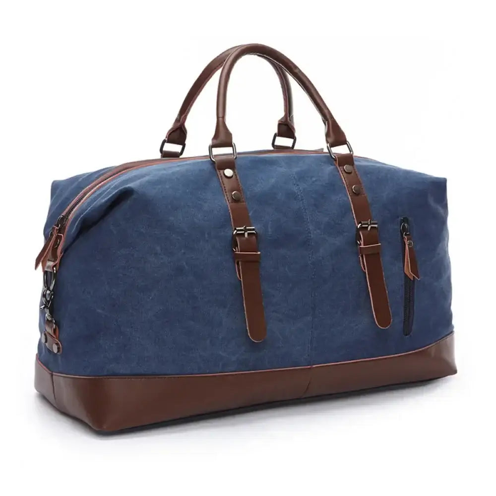 Men’s Canvas Duffle Bag – Multi-Pocket Weekend Travel Bag - Navy