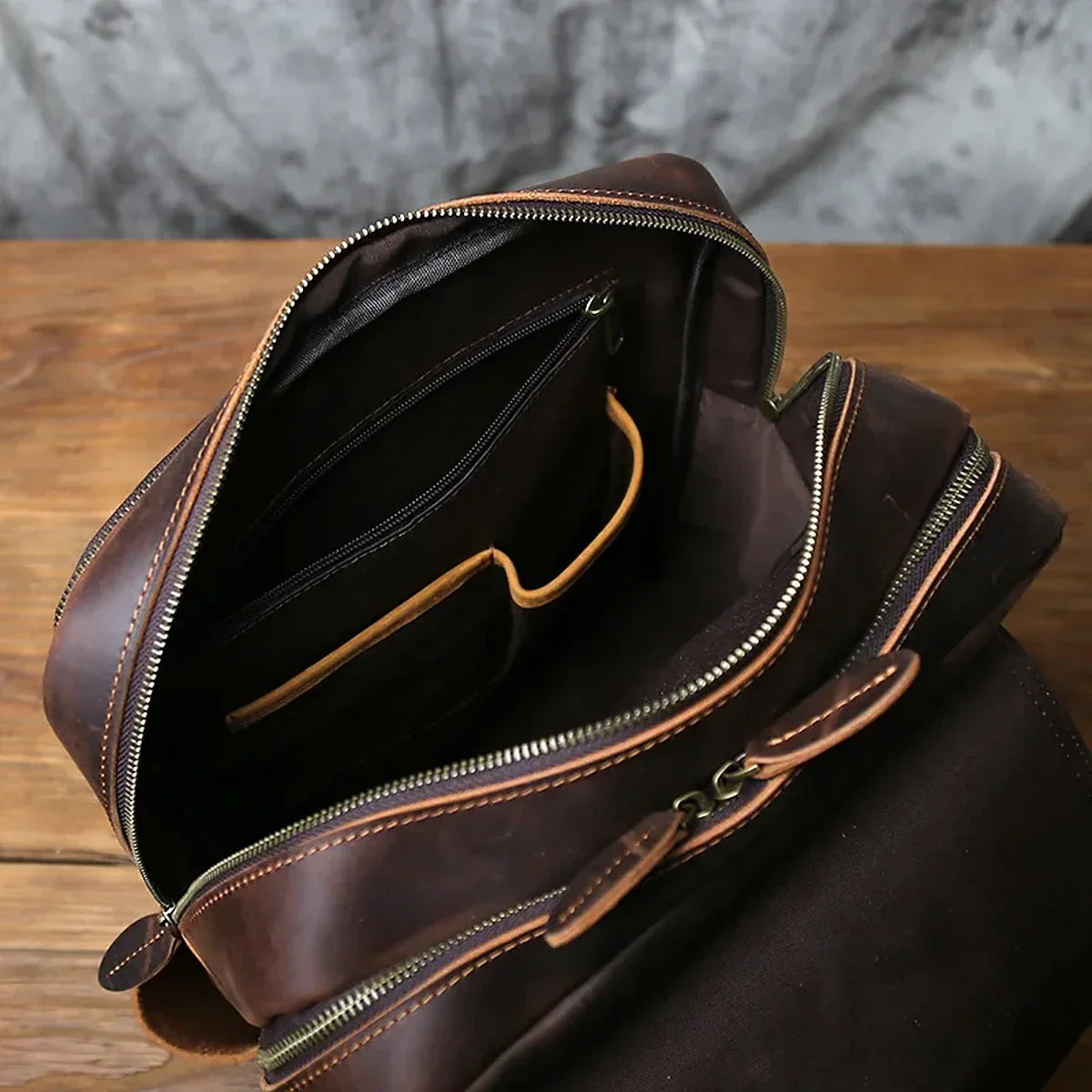Crazy Horse Leather Flap Backpack for 16 Inch Laptops
