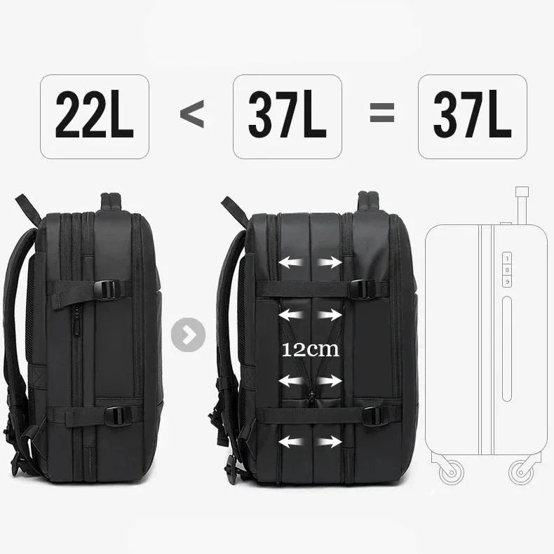 Expandable Travel Backpack – 22L to 37L Carry-On Bag