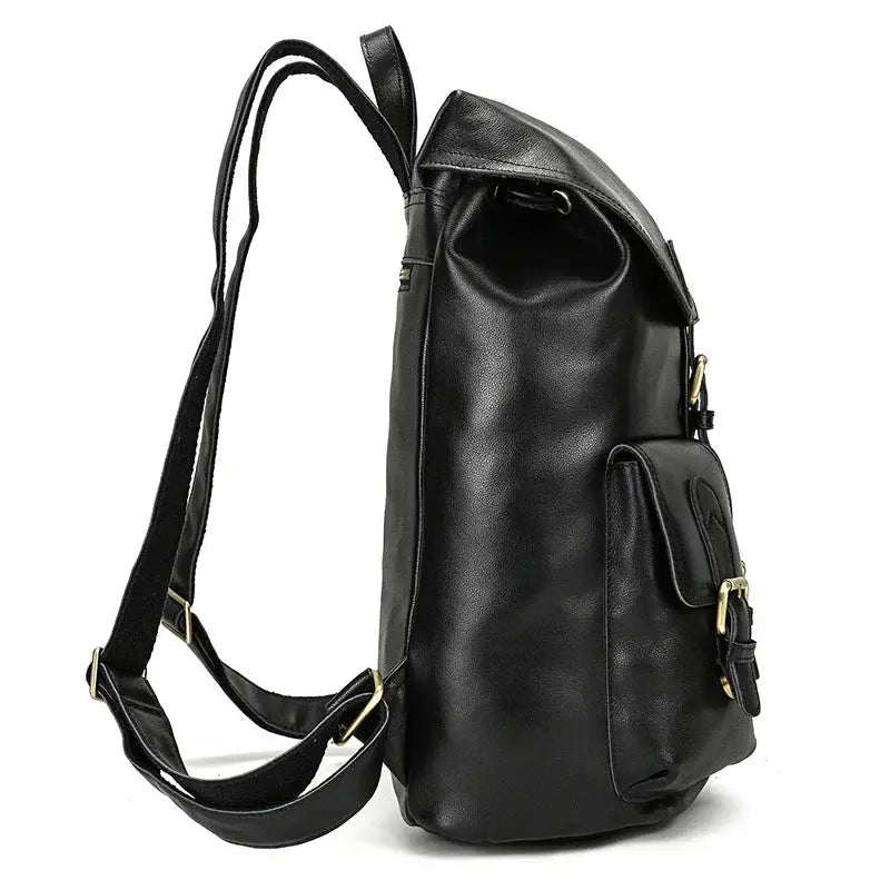 Full-Grain Leather Vintage Backpack – Soft Structure with Triple Flap Pockets