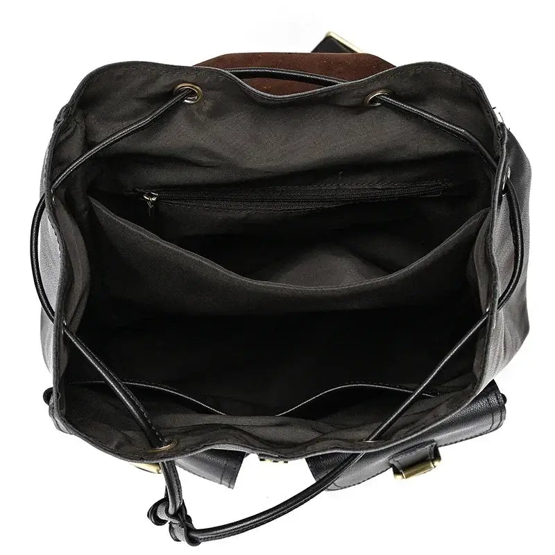Full-Grain Leather Vintage Backpack – Soft Structure with Triple Flap Pockets