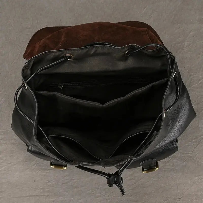 Full-Grain Leather Vintage Backpack – Soft Structure with Triple Flap Pockets
