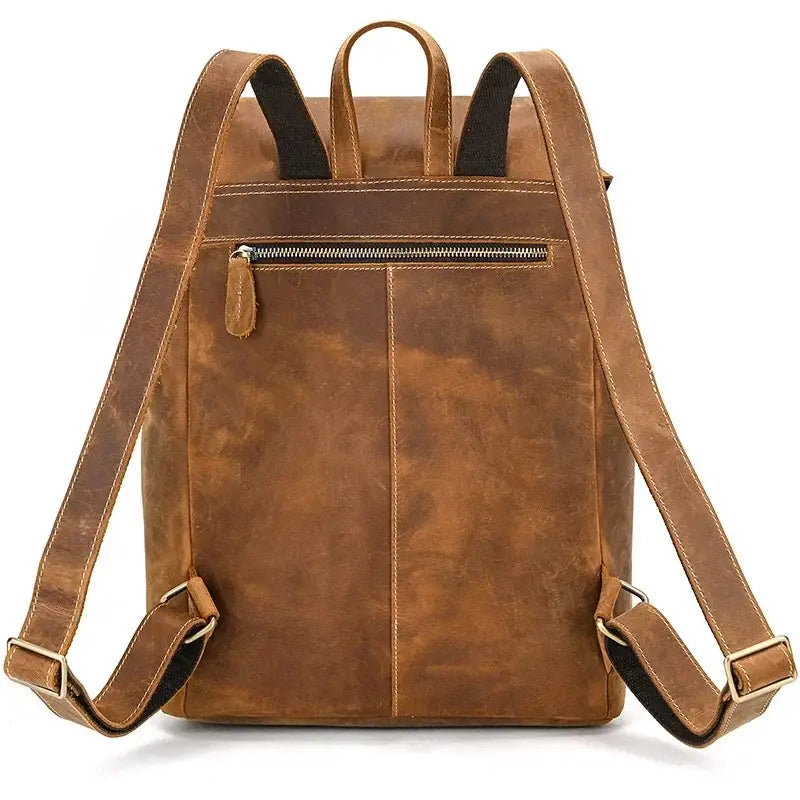 Full-Grain Leather Vintage Backpack – Soft Structure with Triple Flap Pockets