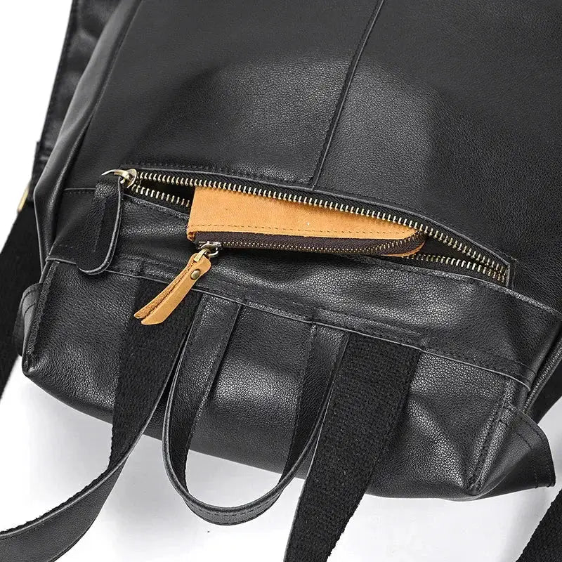 Full-Grain Leather Vintage Backpack – Soft Structure with Triple Flap Pockets