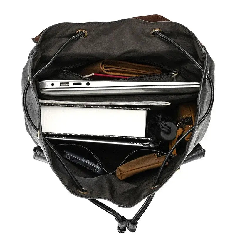 Full-Grain Leather Vintage Backpack – Soft Structure with Triple Flap Pockets