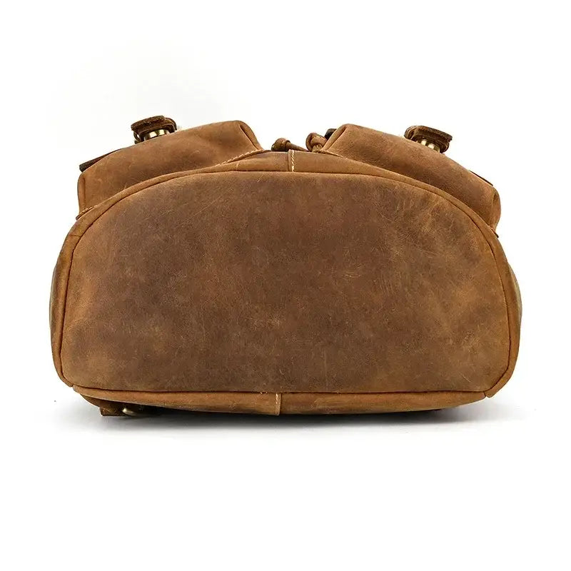 Full-Grain Leather Vintage Backpack – Soft Structure with Triple Flap Pockets