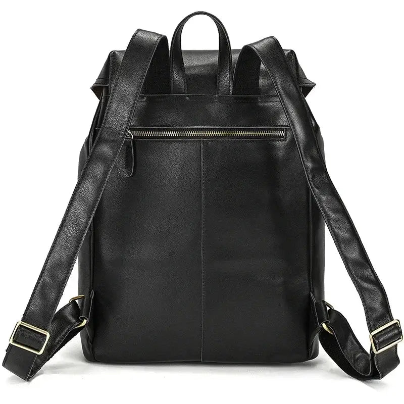 Full-Grain Leather Vintage Backpack – Soft Structure with Triple Flap Pockets