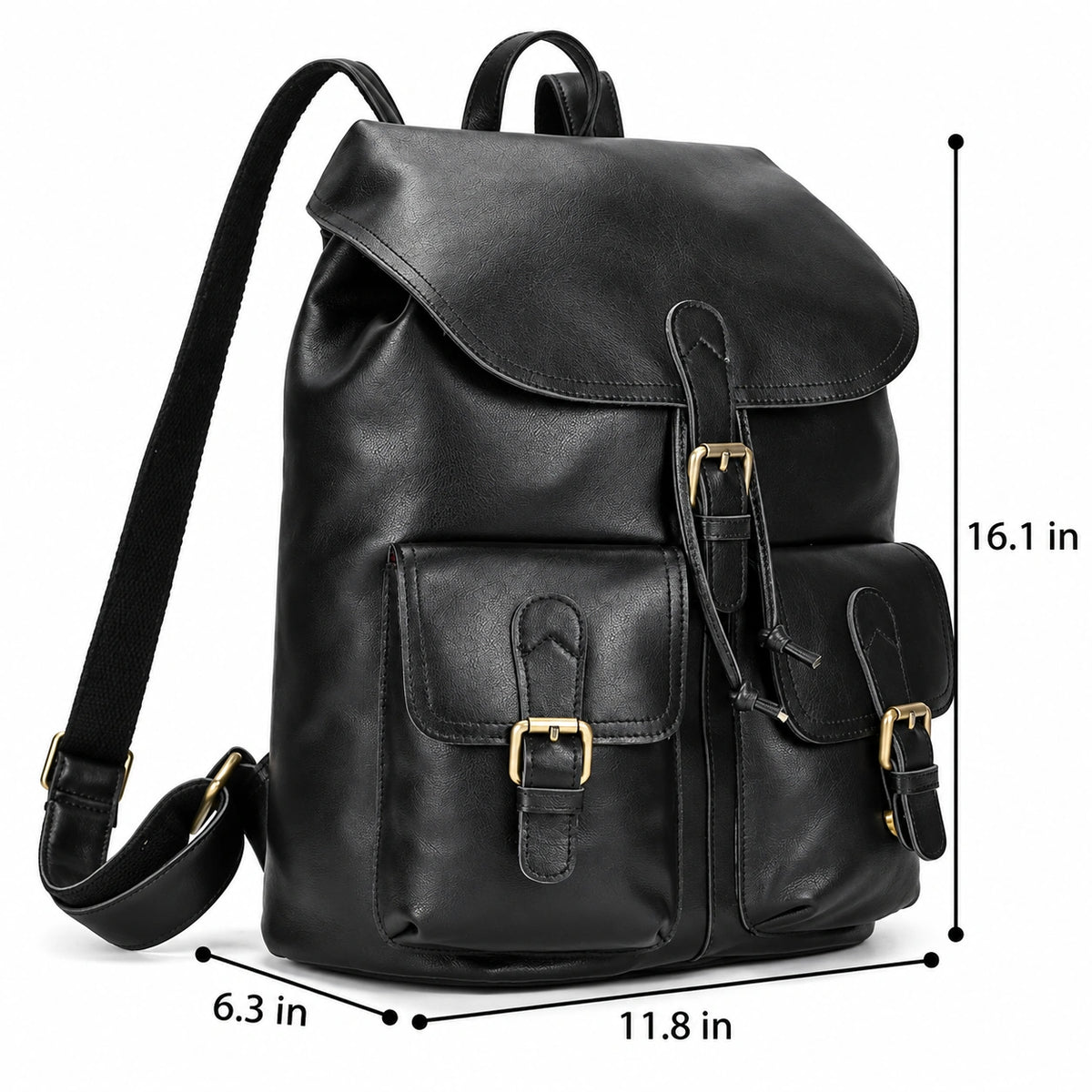 Full-Grain Leather Vintage Backpack – Soft Structure with Triple Flap Pockets