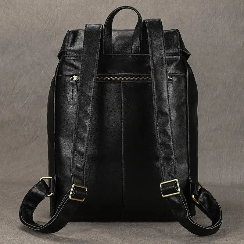 Full-Grain Leather Vintage Backpack – Soft Structure with Triple Flap Pockets
