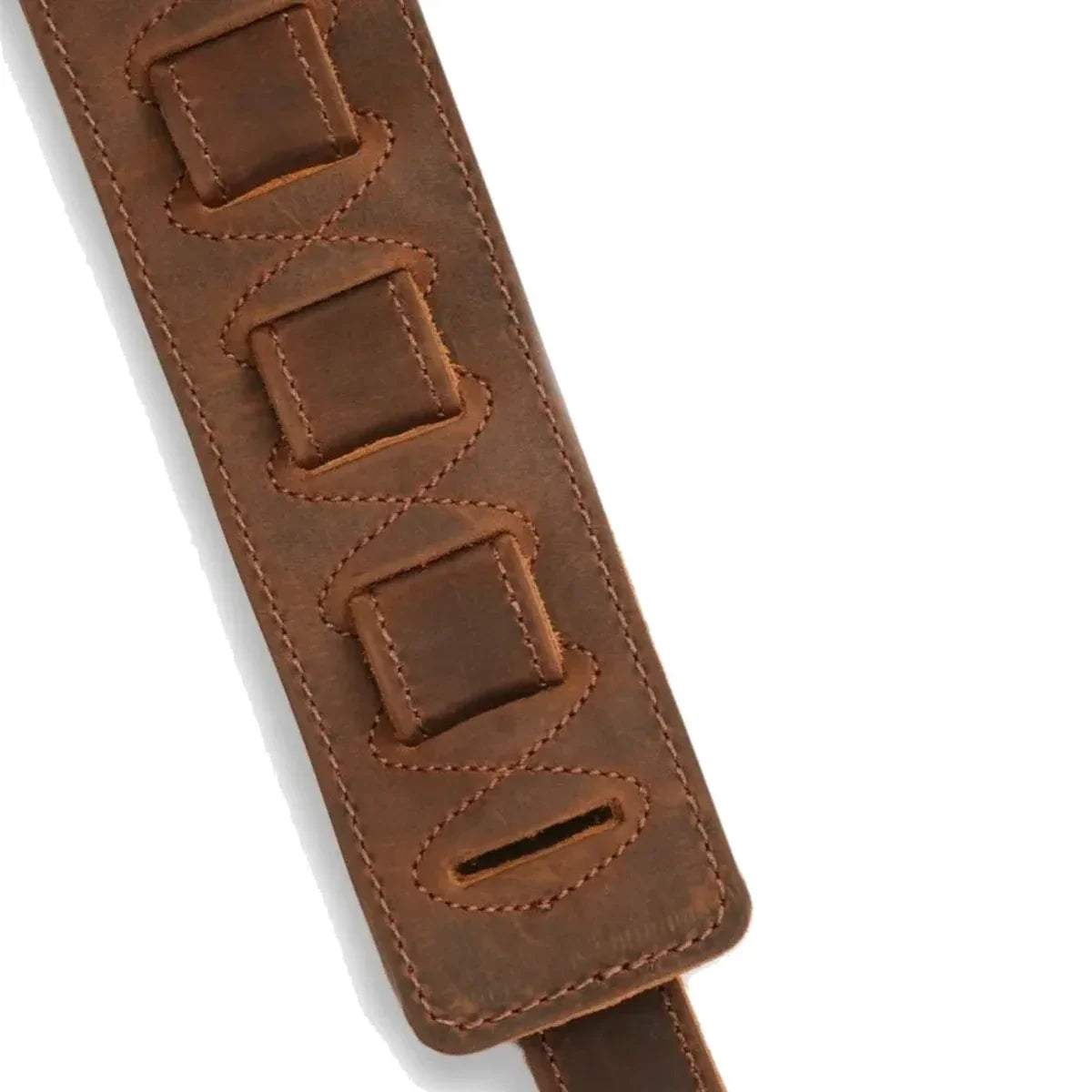 Men’s Padded Leather Guitar Strap Crazy Horse Cowhide for Gigs - Brown
