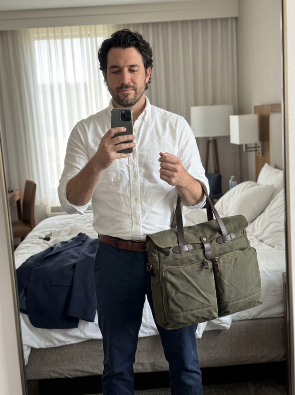 Men's Waxed Canvas Briefcase - 15.6 Inch Laptop Bag