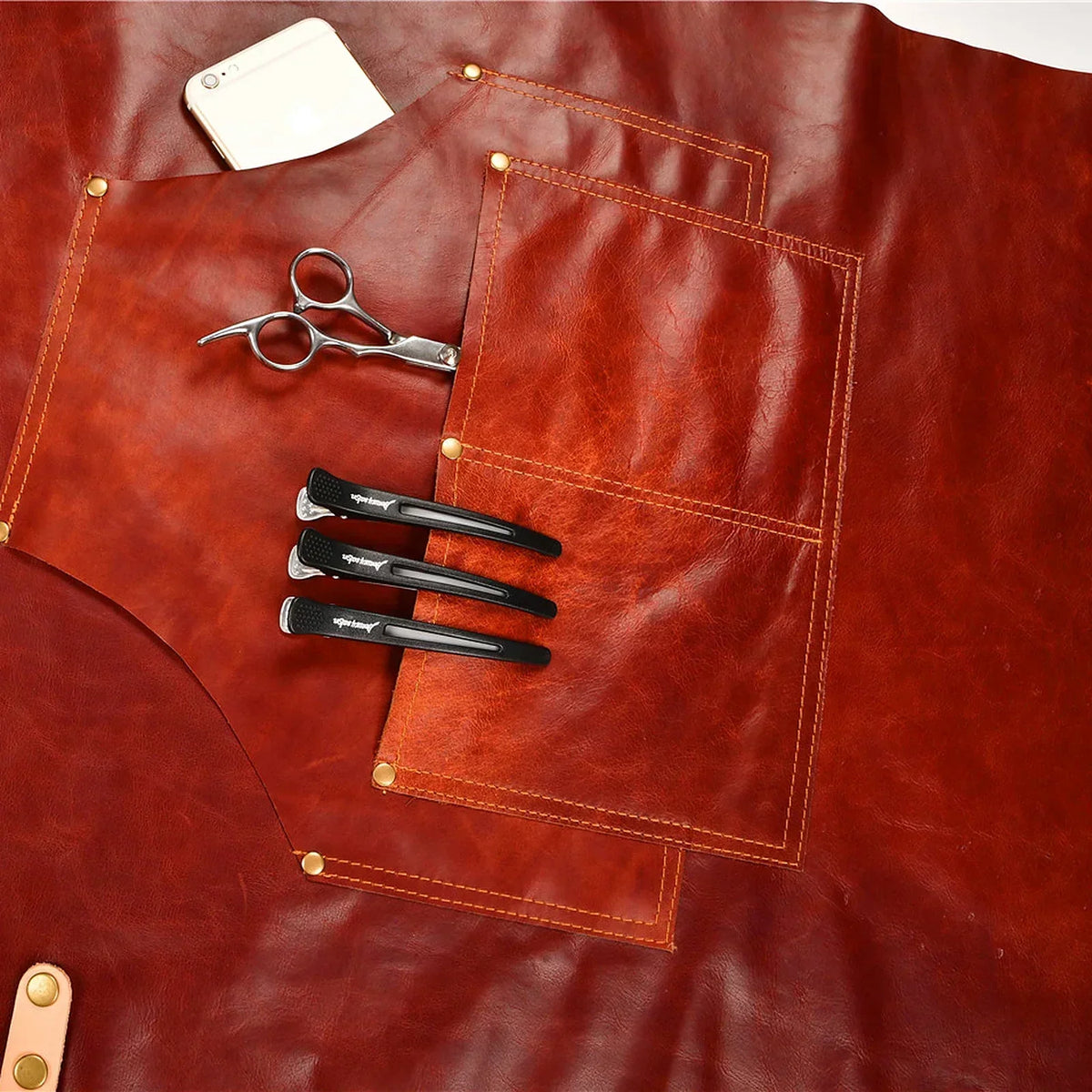 Leather Apron - Cowhide Workshop & BBQ Apron with Pockets - Brown