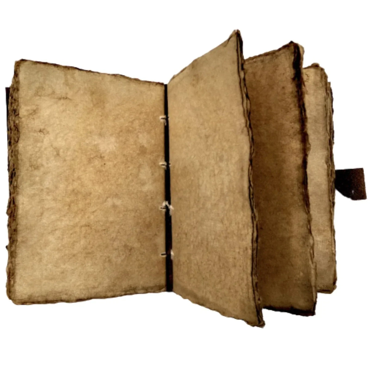 Leather Bound Journal - Deckle Edge Notebook with Wrap Tie - Brown