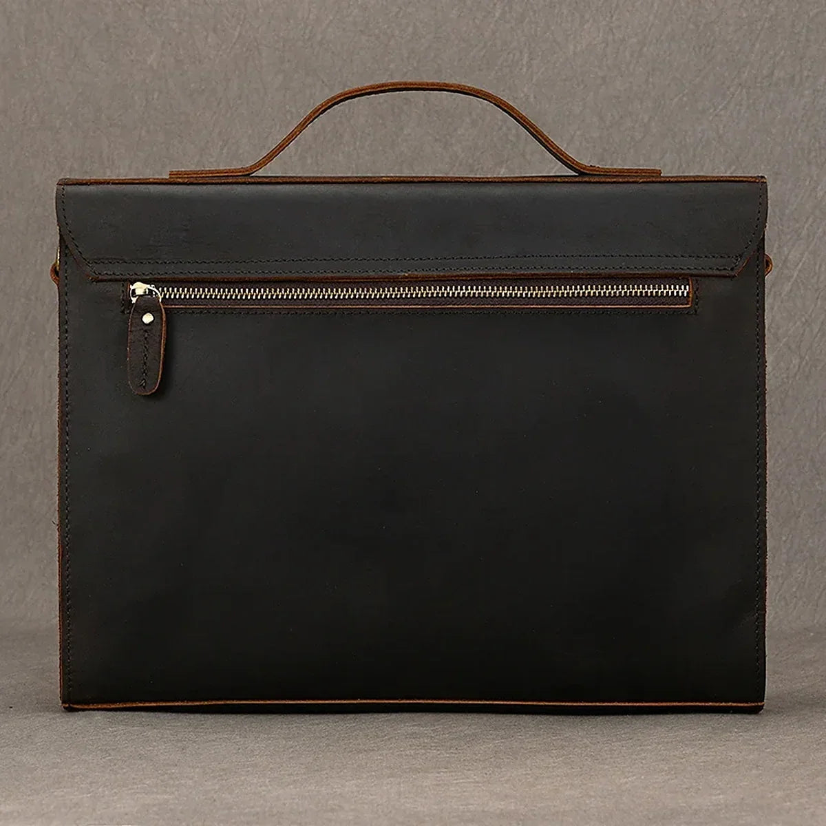 Slim Leather Flap Briefcase with Magnetic Closure