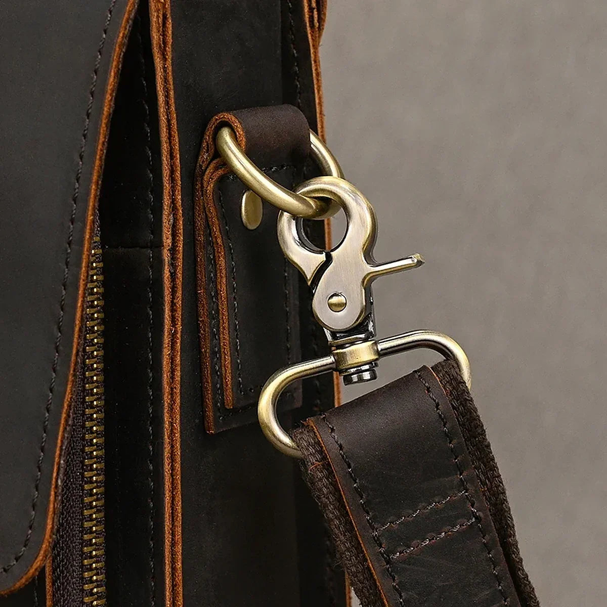 Slim Leather Flap Briefcase with Magnetic Closure