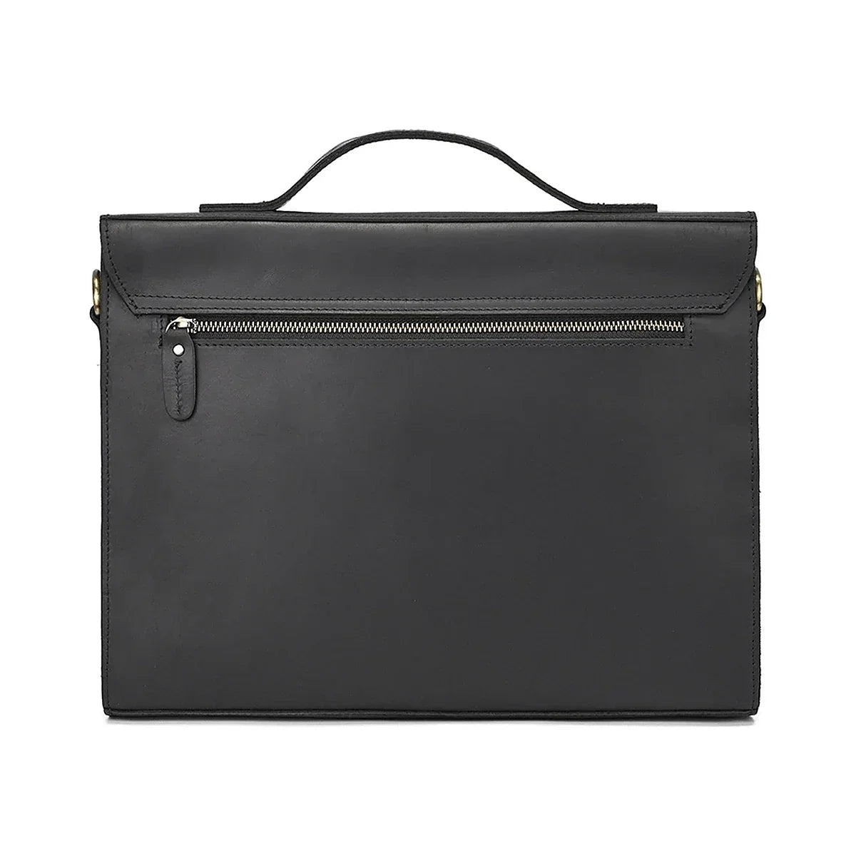 Slim Leather Flap Briefcase with Magnetic Closure