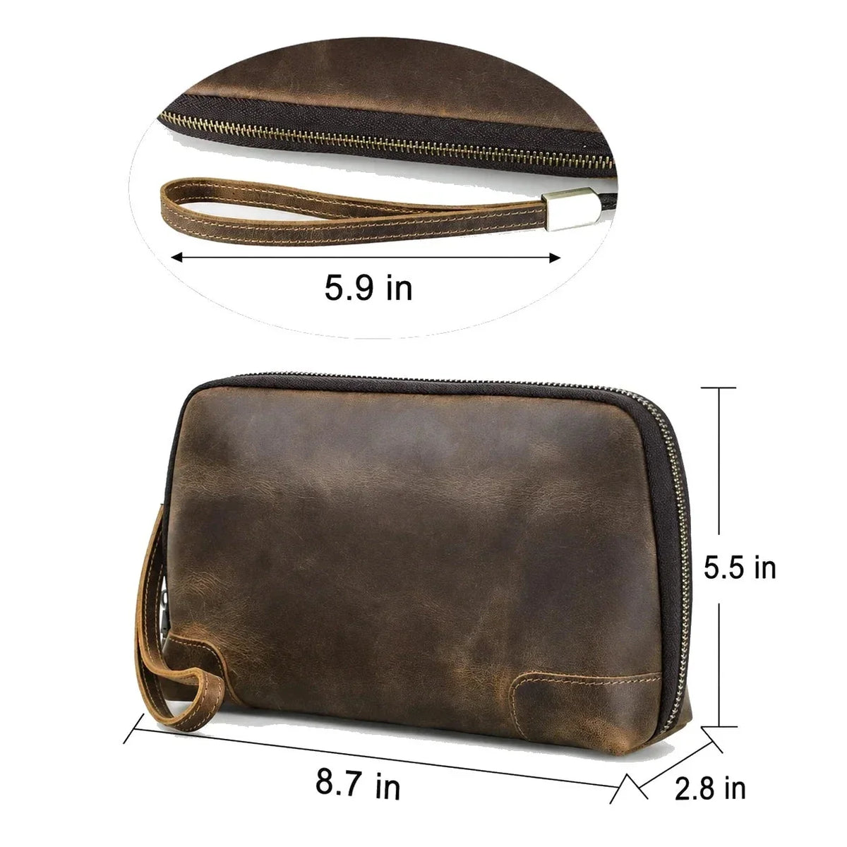 Leather Cable Organizer Clutch - Wristlet Charger & Power Bank Case