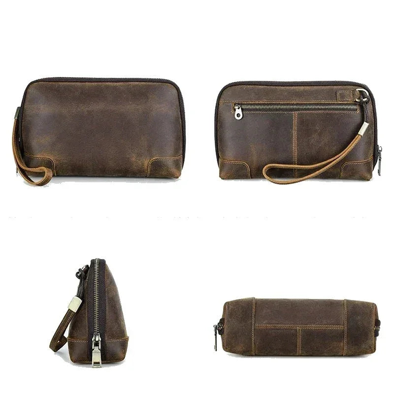 Leather Cable Organizer Clutch - Wristlet Charger & Power Bank Case