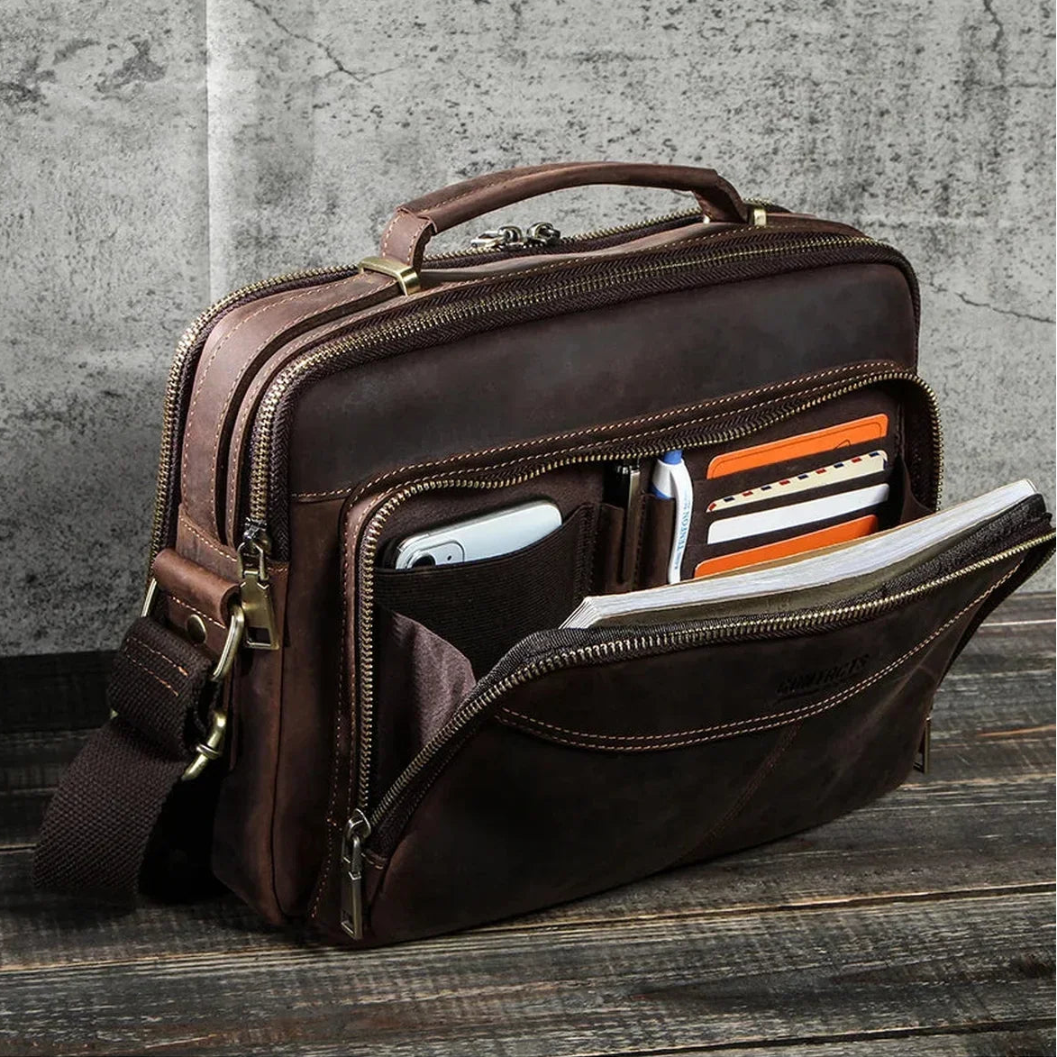 Compact Leather Briefcase for 11 Inch Tablet