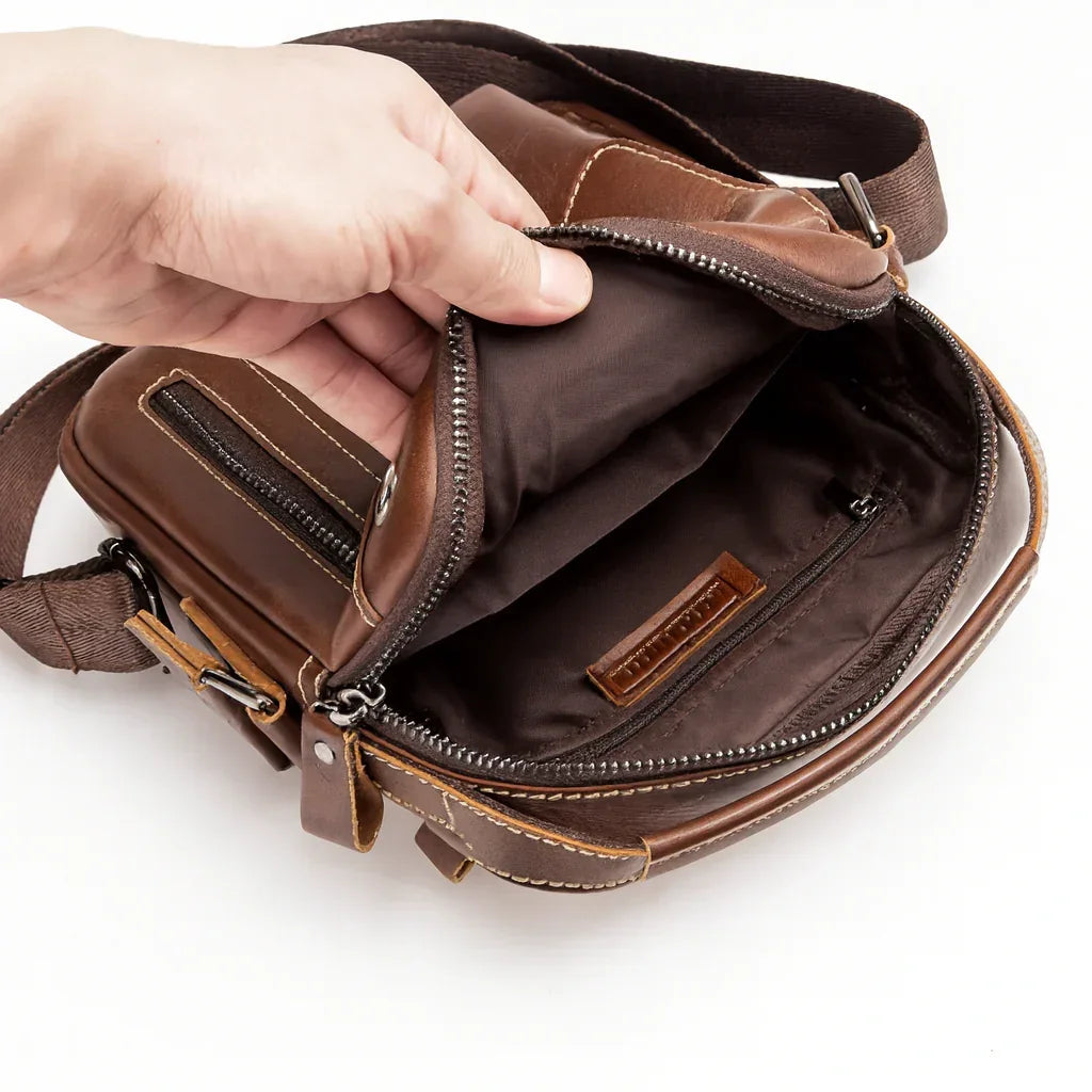 Leather Crossbody Bag for Men – Vertical Everyday Carry