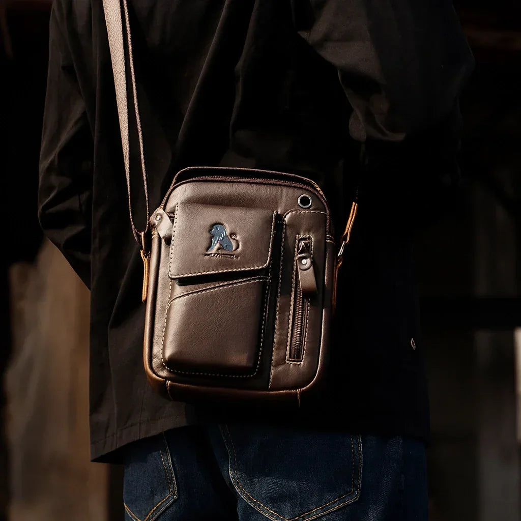 Leather Crossbody Bag for Men – Vertical Everyday Carry