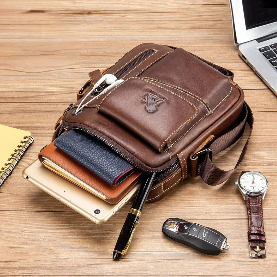 Leather Crossbody Bag for Men – Vertical Everyday Carry