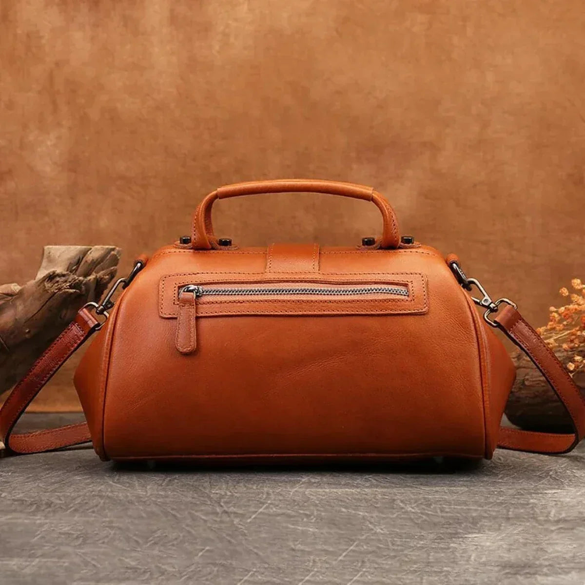 Leather Doctor Bag with Push-Lock and Shoulder Strap