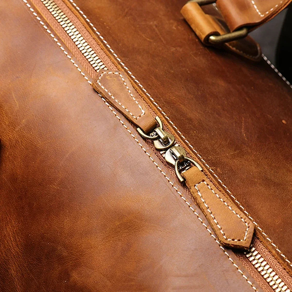 Crazy Horse Leather Barrel Duffle Bag