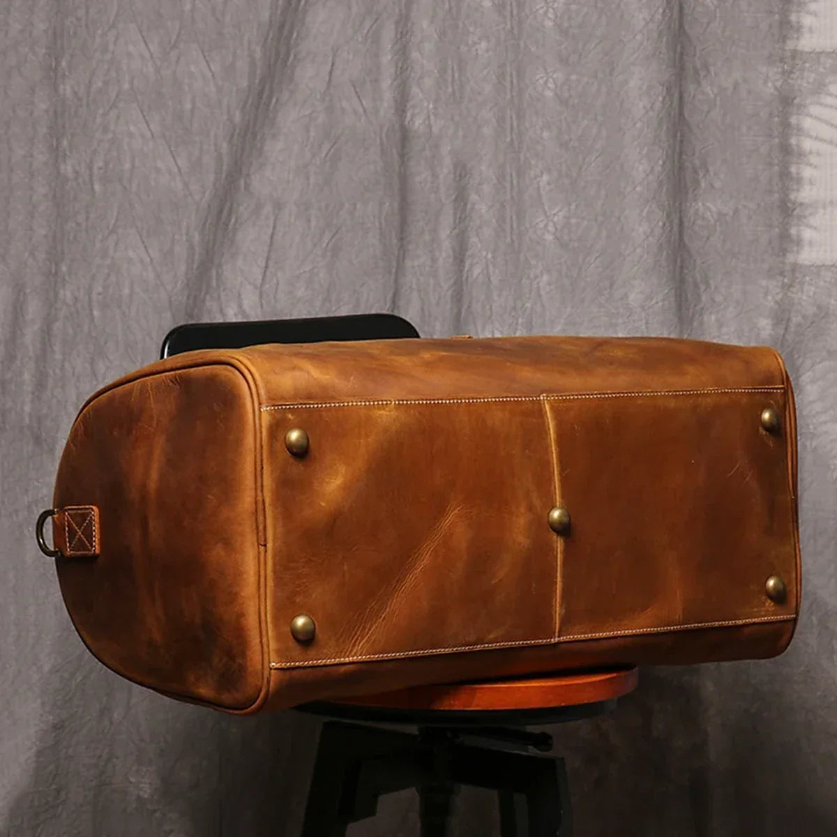 Crazy Horse Leather Barrel Duffle Bag