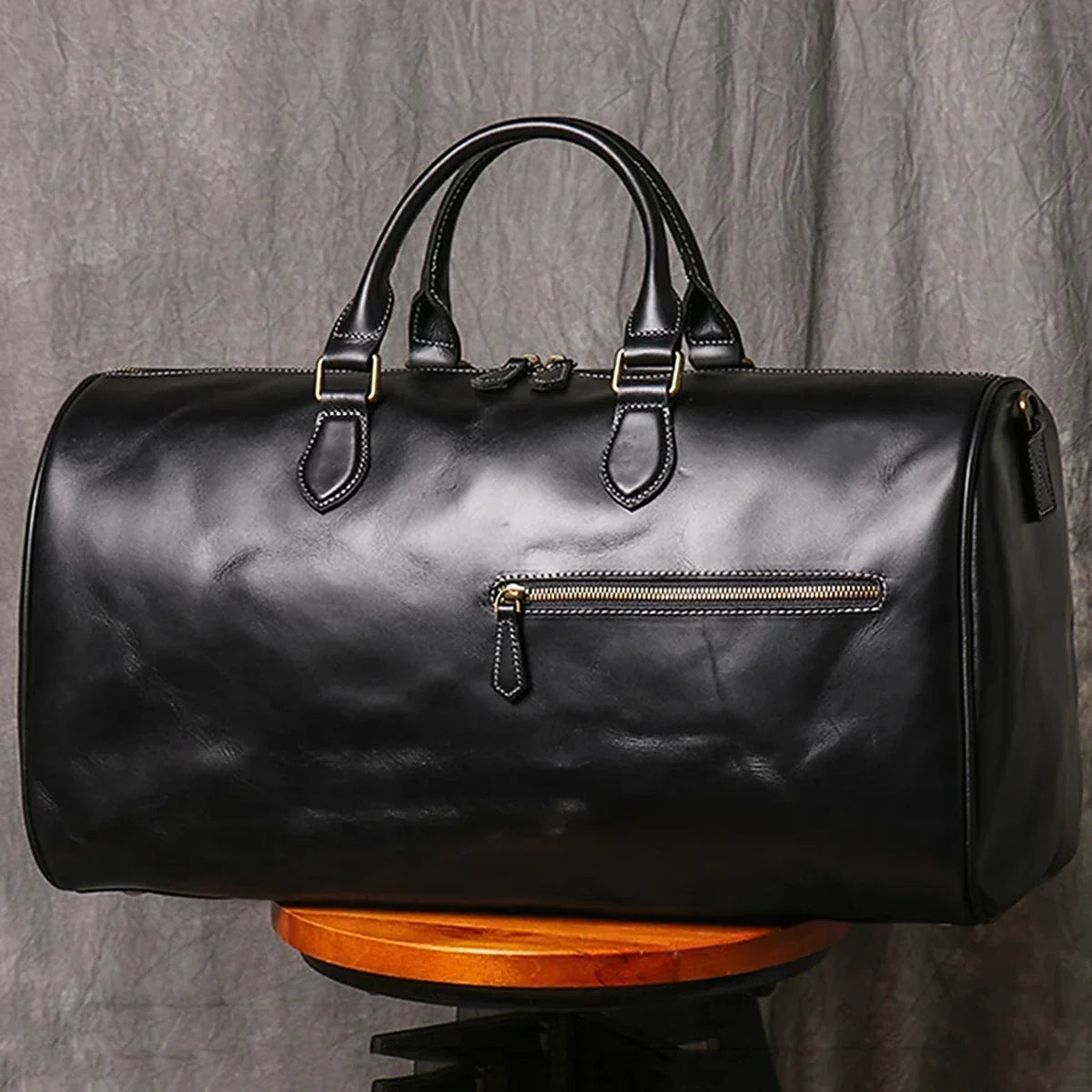 Crazy Horse Leather Barrel Duffle Bag