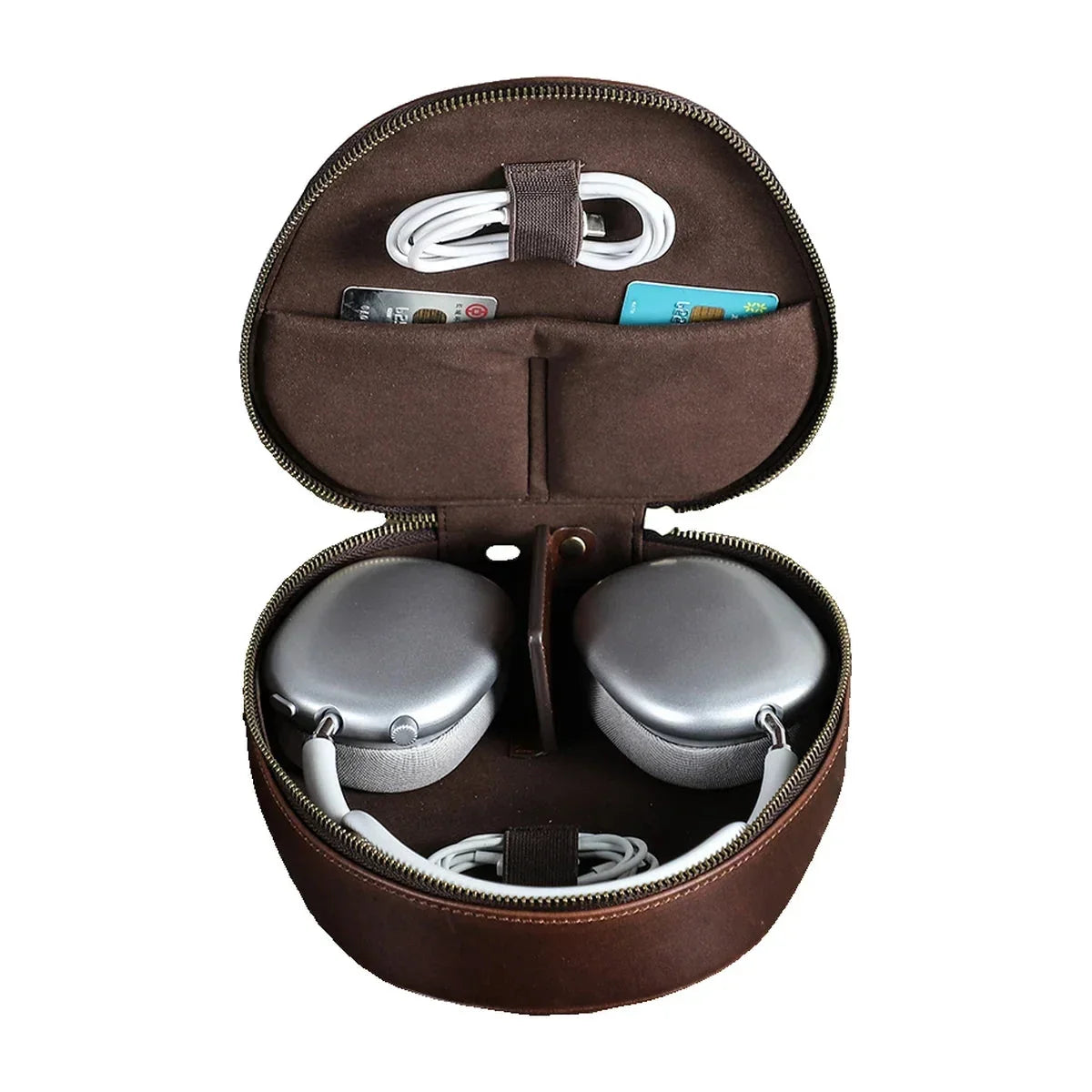 Leather Headphone Case for AirPods Max and Over-Ear Headphones - Coffee